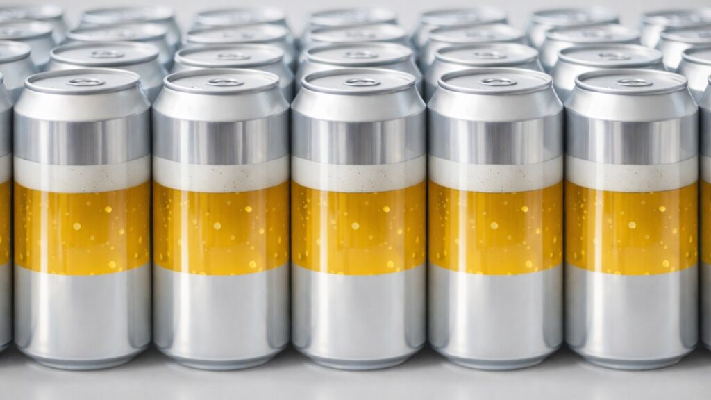 ビール缶が並んでいる画像