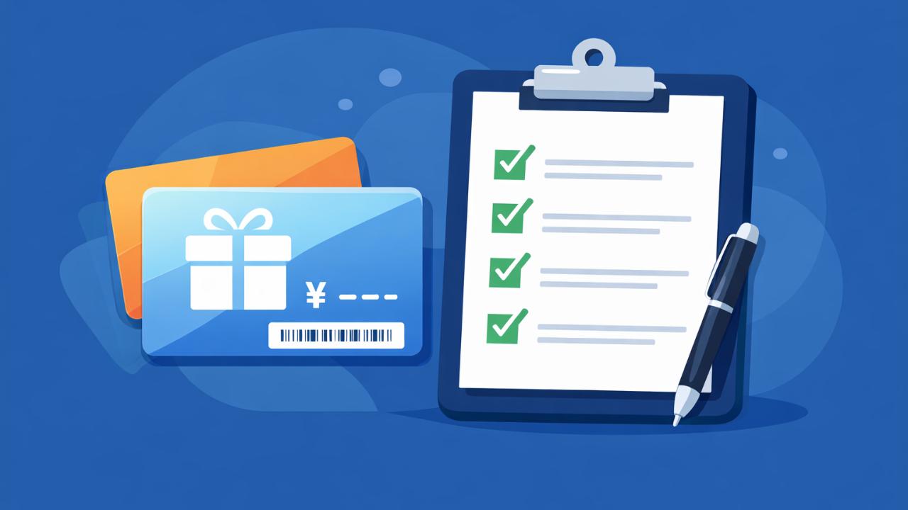 シンプルなフラットデザイン、ギフト券とチェックリスト